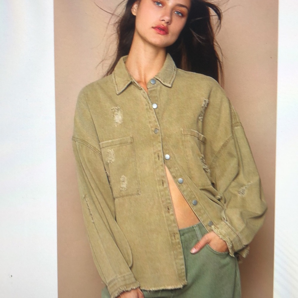 POL Shirt shacket | Women’s| Size S| Olive Green Goblin core street wear trendy